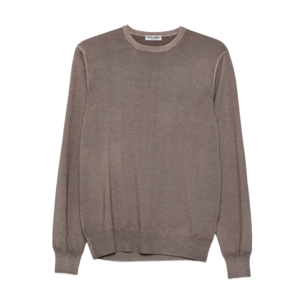 Gran Sasso Men's Brown Round-Neck Knitwear, 2XL, Wool Jumper Aw25