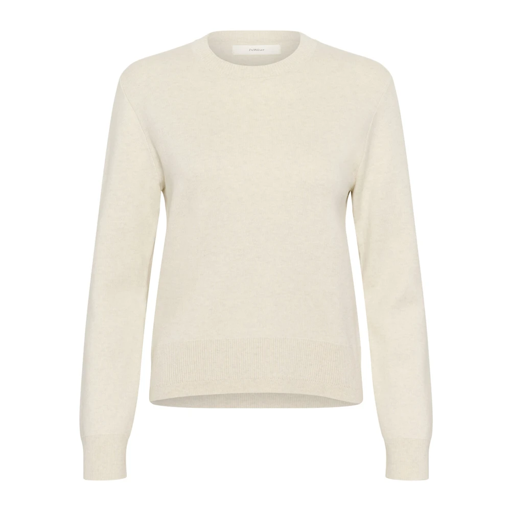 InWear Vit Melange Stickad Tröja Beige, Dam