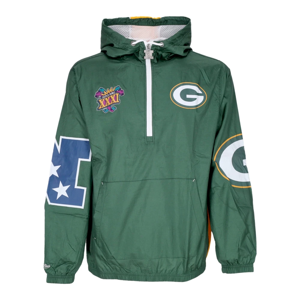 Mitchell & Ness Green Bay Packers Windbreaker Anorak Jas Green Heren