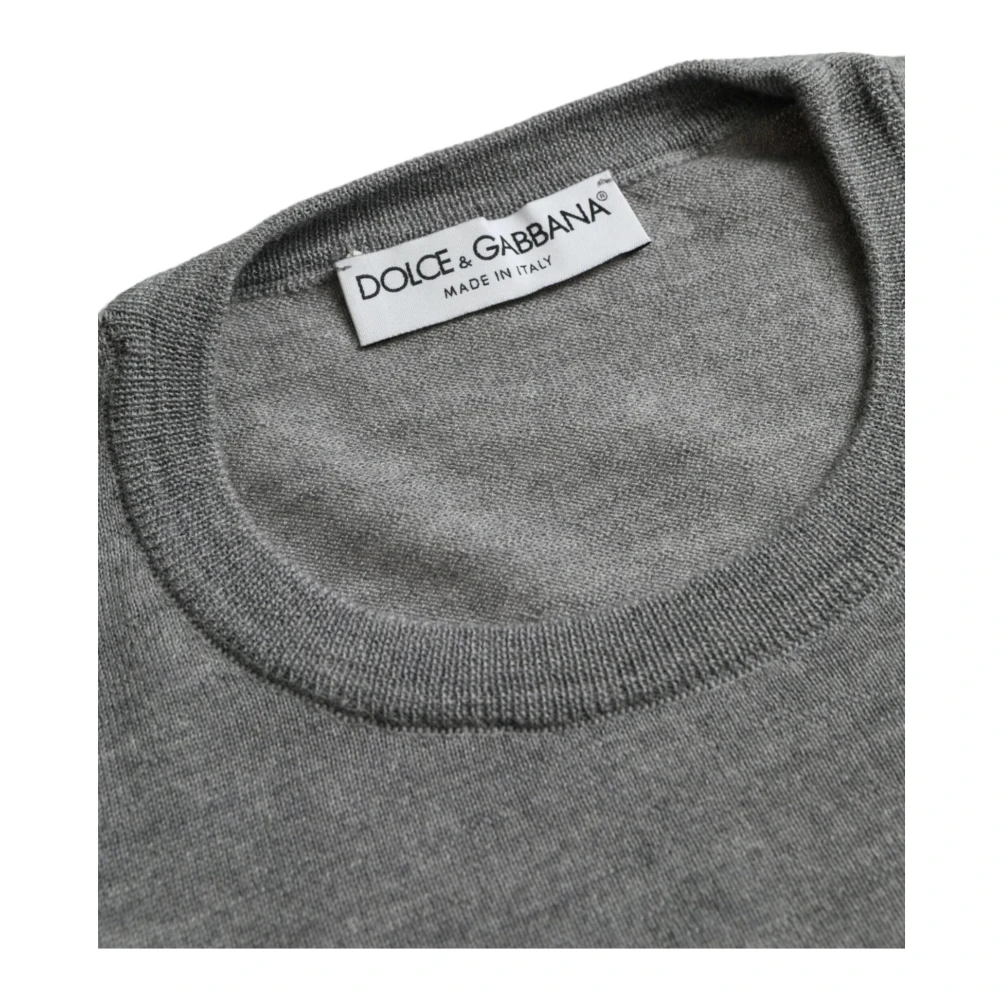 Dolce & Gabbana Ash Wool Crew Neck Sweater Gray Heren