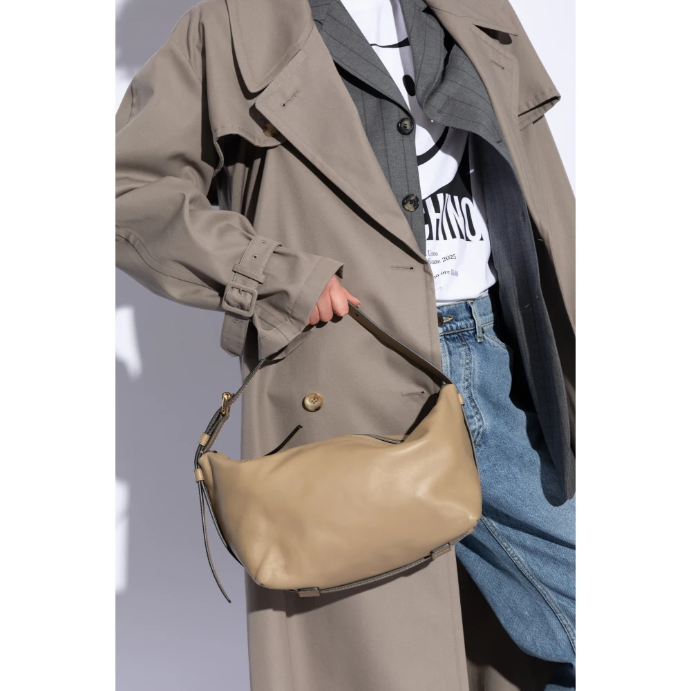 Moschino Leren schoudertas Beige Dames