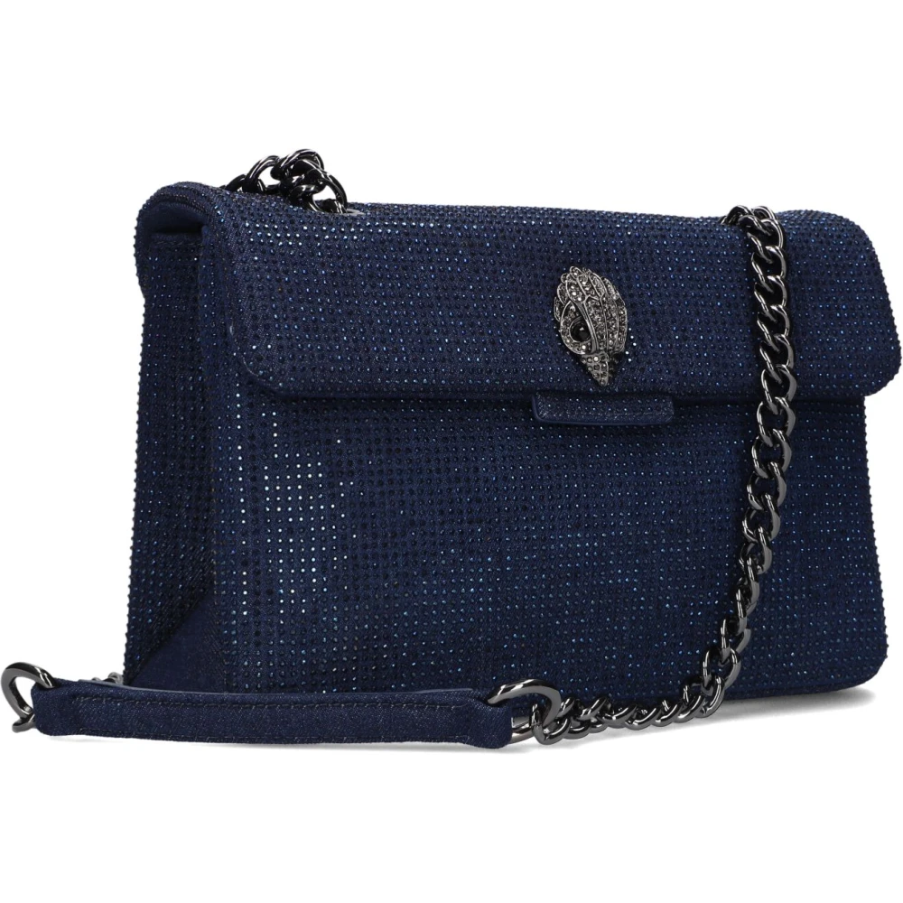 Kurt Geiger Blauwe Denim Schoudertas met Strass Steentjes Blue Dames