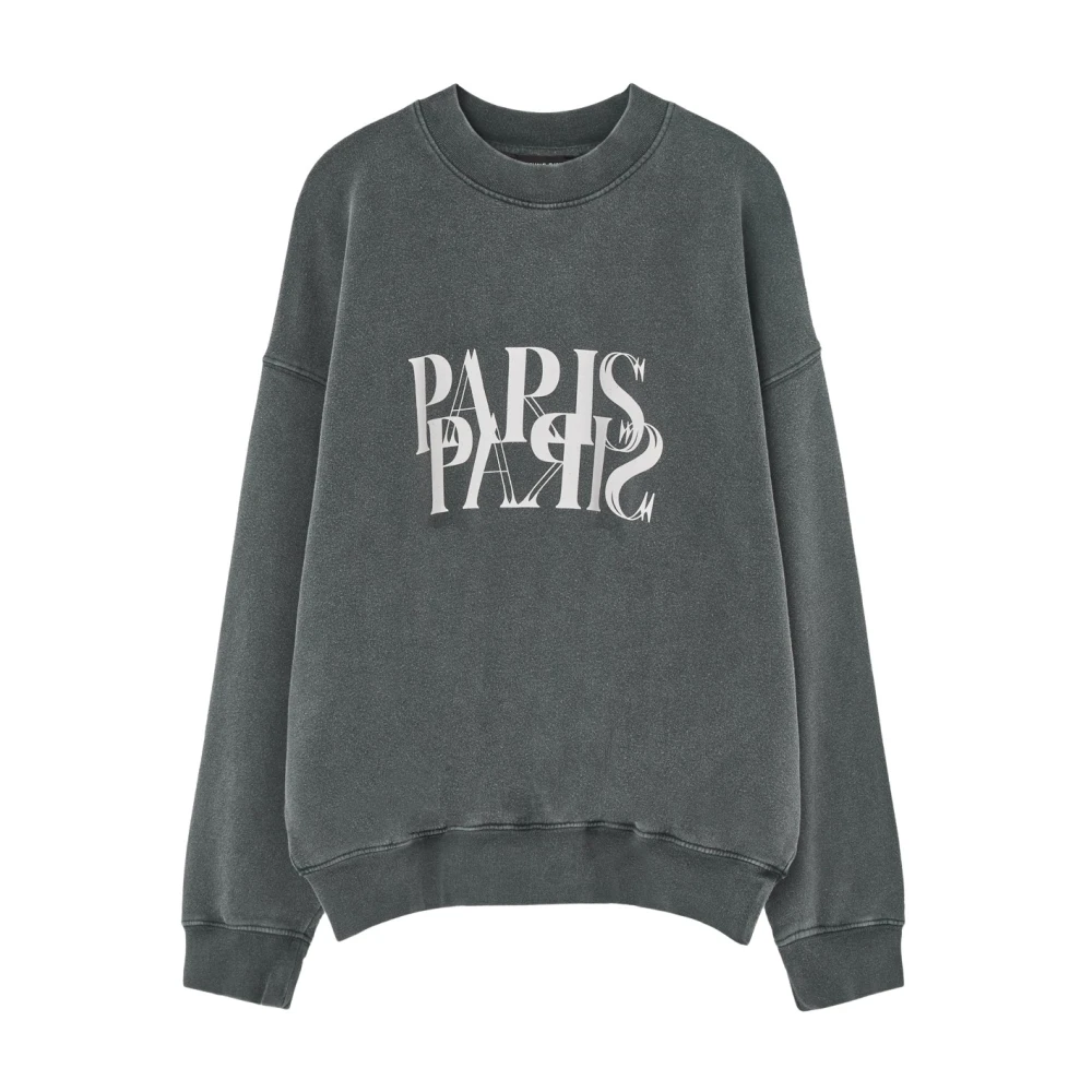 Anine Bing Oversized Sweatshirt met Paris Print Gray Dames