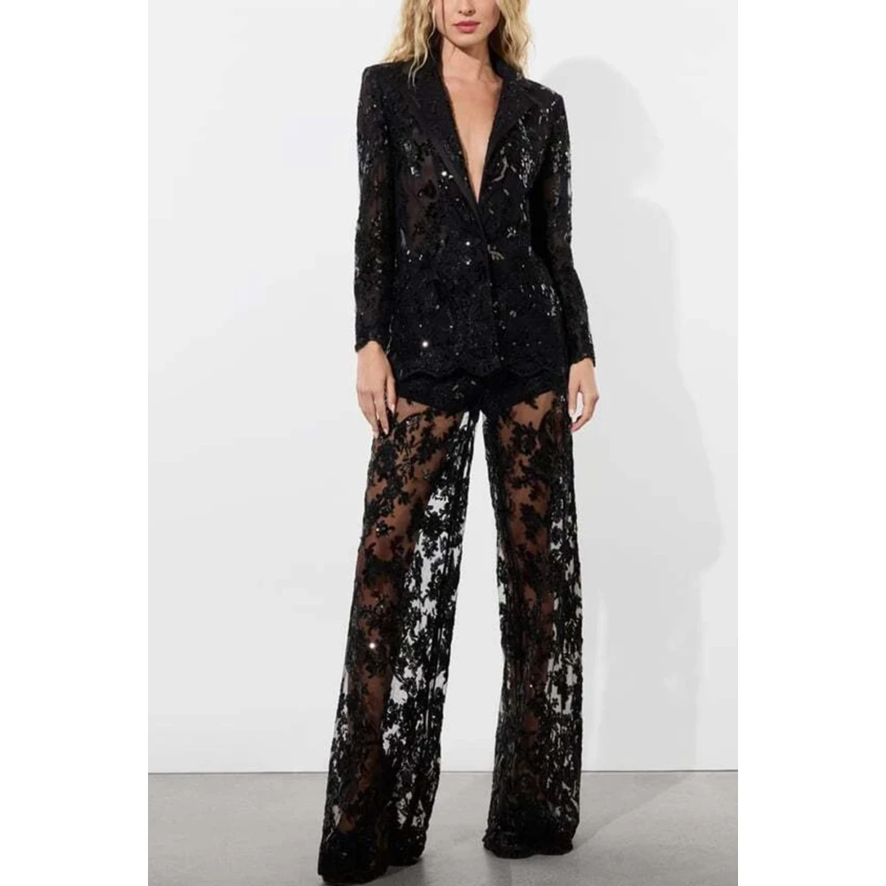alice + olivia Zwarte Geborduurde Kantjas Black Dames