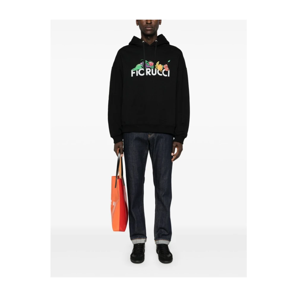 Fiorucci Zwarte hoodie met fruitprint Black Heren