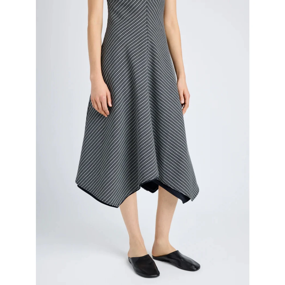 Proenza Schouler Ruitprint V-Hals A-Lijn Jurk Black Dames