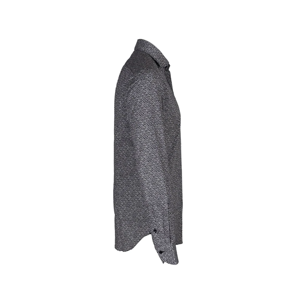 Xacus Herenoverhemd van stretchstof Italiaans gemaakt Black Heren
