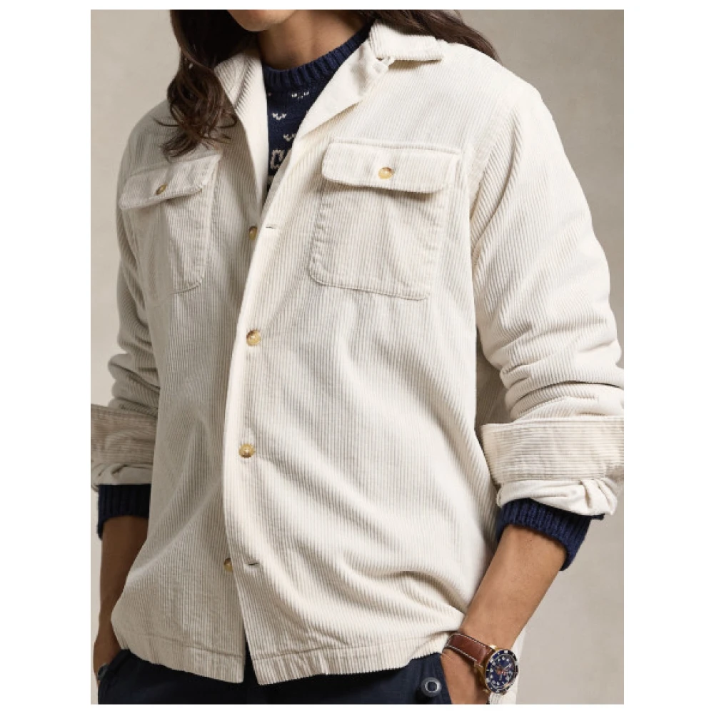 Polo Ralph Lauren Ribfluwelen overshirt met knoopsluiting Beige Heren