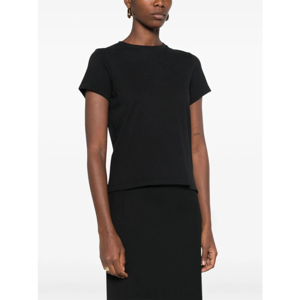 Khaite Zwart Katoenen T-shirt met Logo Patch Black Dames