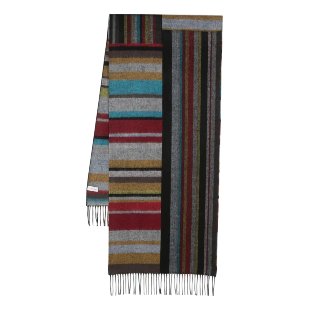 Paul Smith Femme Multicolor Accessoires, E, Taille: One Size Écharpe En Laine D`Agneau Et Cachemire Rayée Avec Franges