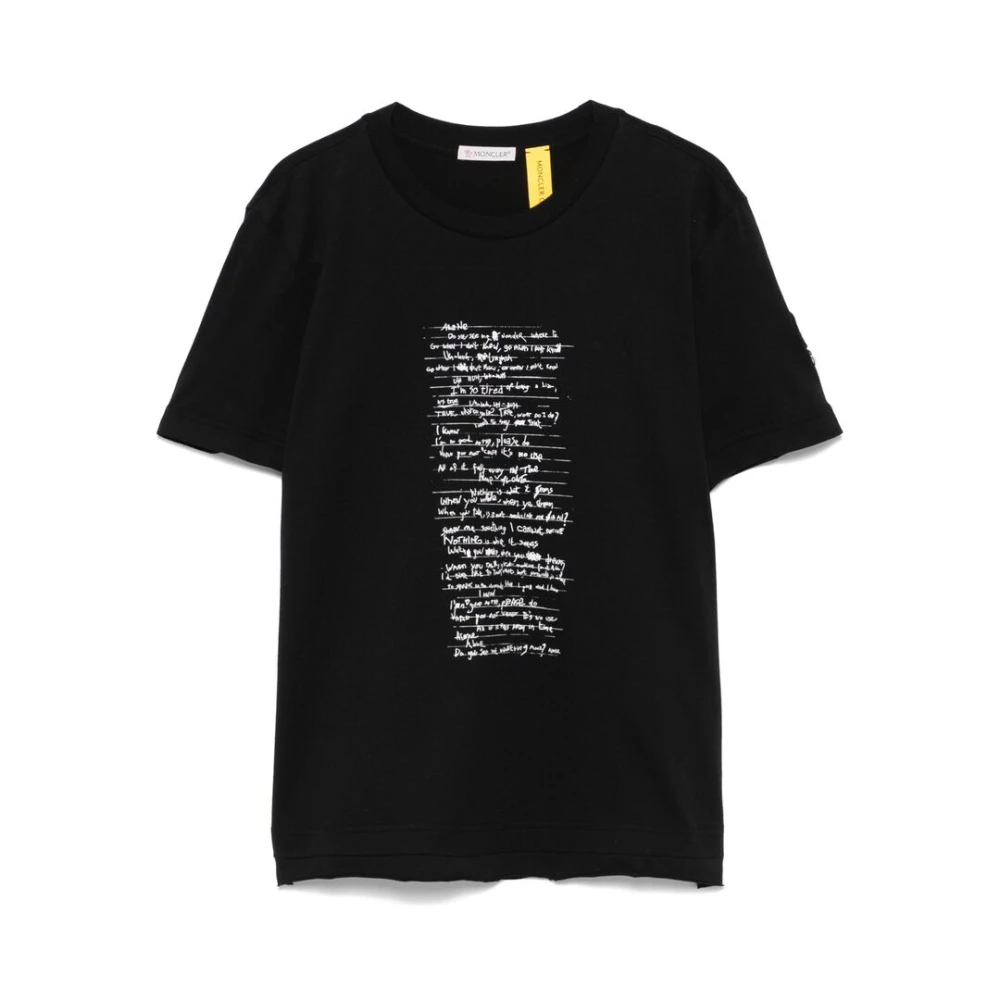 Moncler T-shirt met Grafische Print en Ringdetail Black Dames
