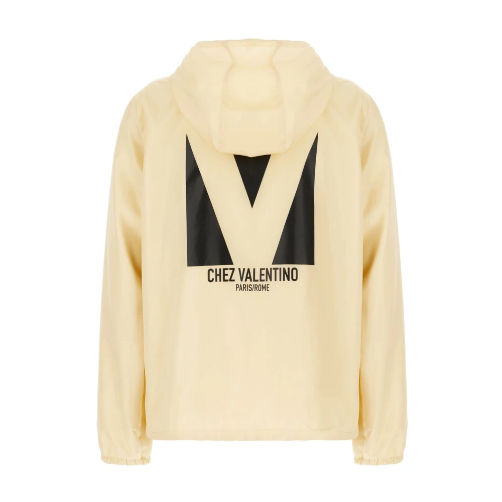 Valentino Garavani Roomkleurige Jas met Rits Capuchon Beige Heren