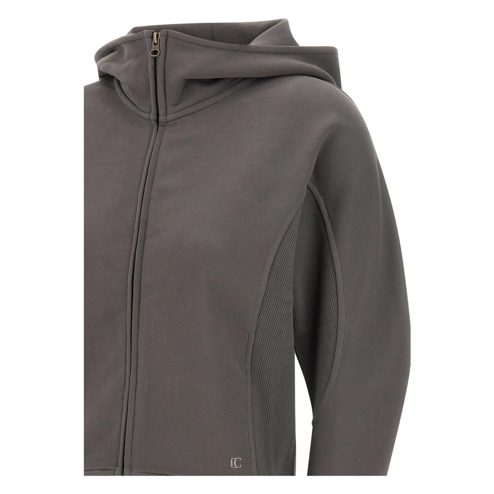 LOW Classic Groene hoodie met textuurinzetten Green Dames