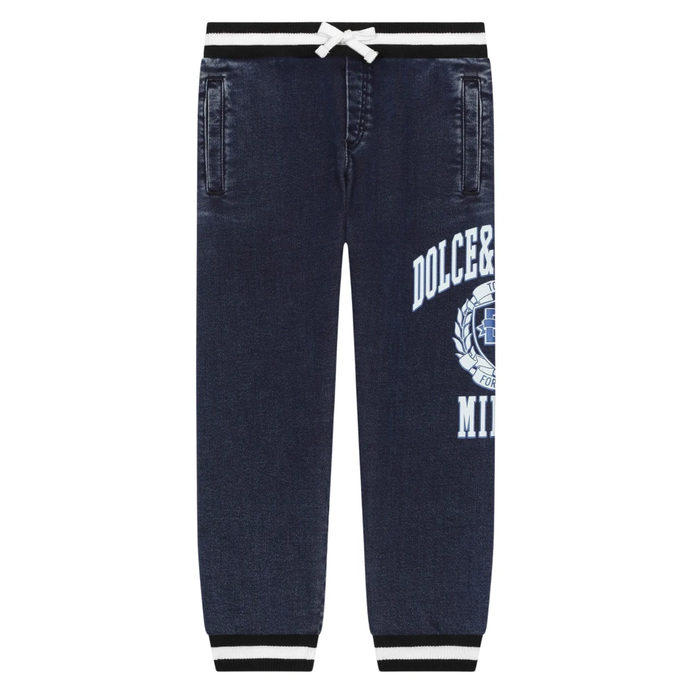 Dolce & Gabbana Boys Blue Sweatpants, 5 Y, Logo Joggers