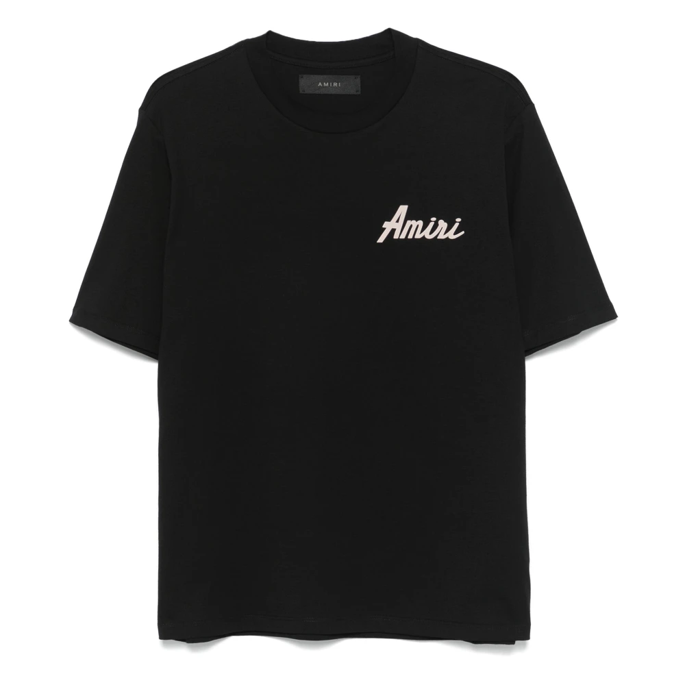 Amiri Zwarte Crew Neck T-shirt met Logo Black Heren