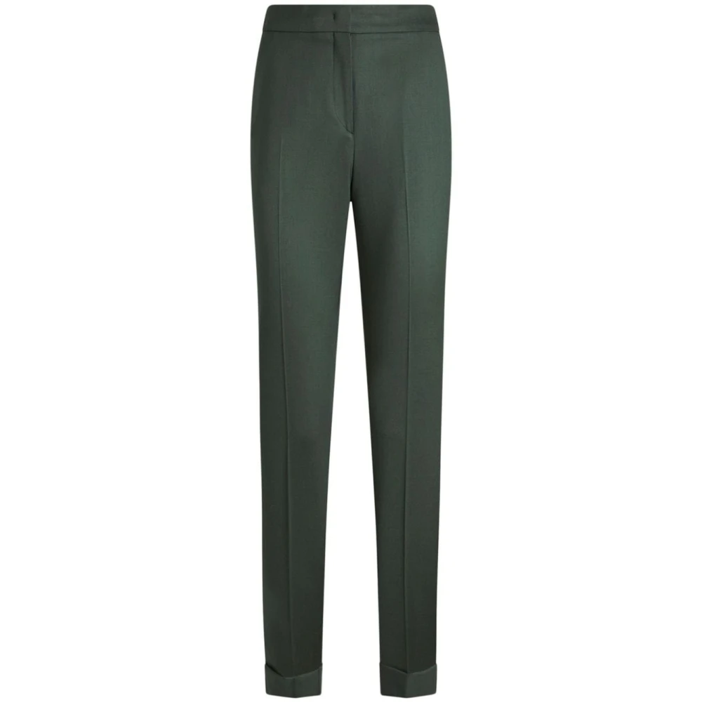 ETRO Groene Wollen Broek Slim Fit Green Dames