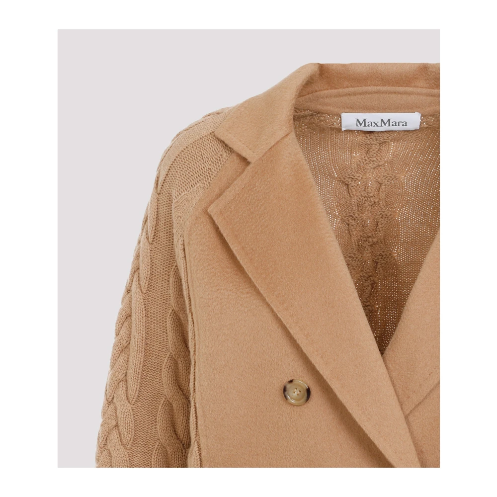 Max Mara Halve Jas Kabeltrui Kameel Brown Dames