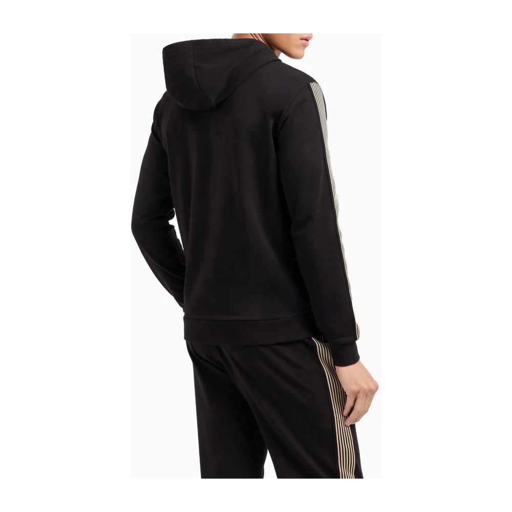Emporio Armani EA7 Zwarte Zip Hoodie Stijlvolle Sportkleding Black Heren