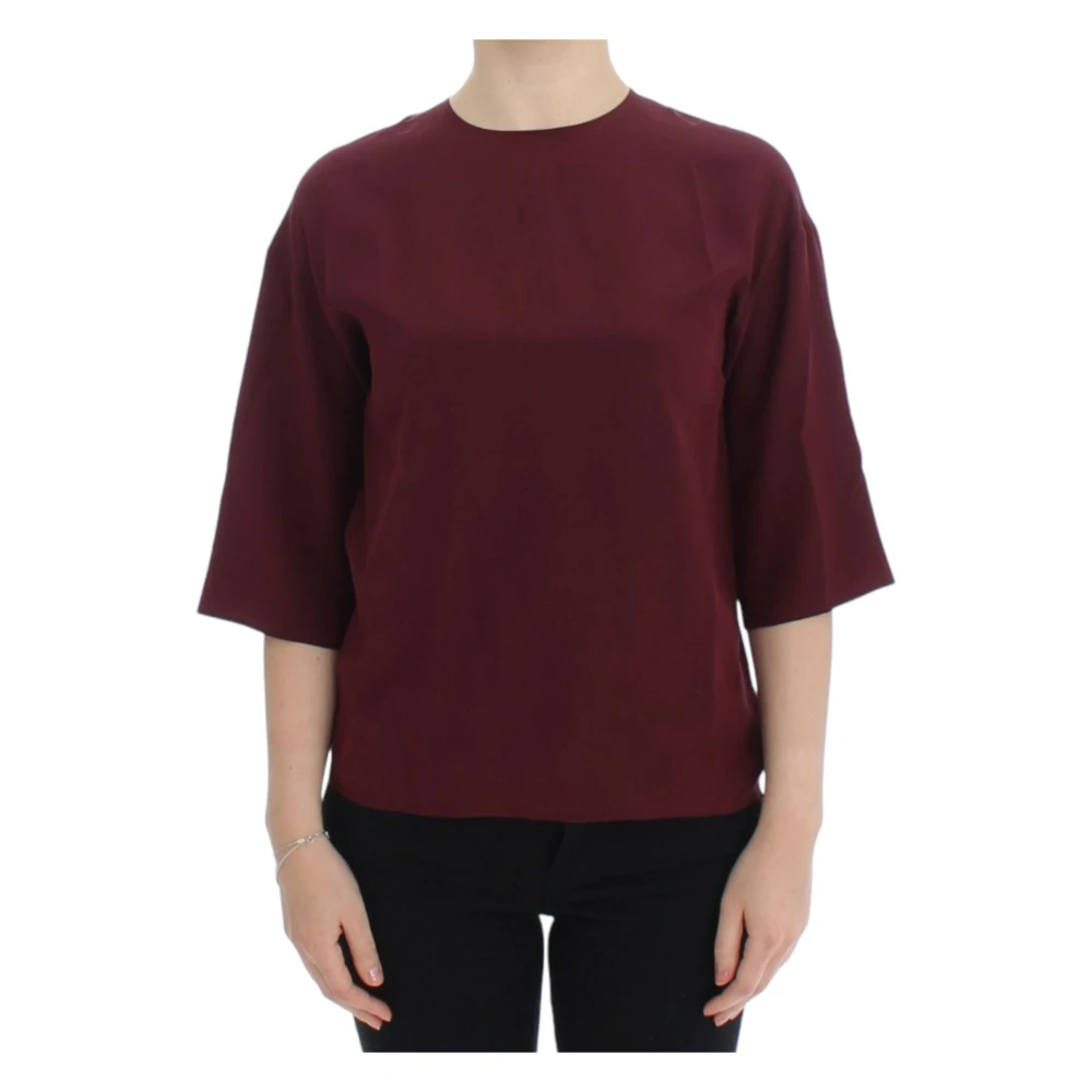 Dolce & Gabbana Women's Red Enchanted Sicily Silk Blouse