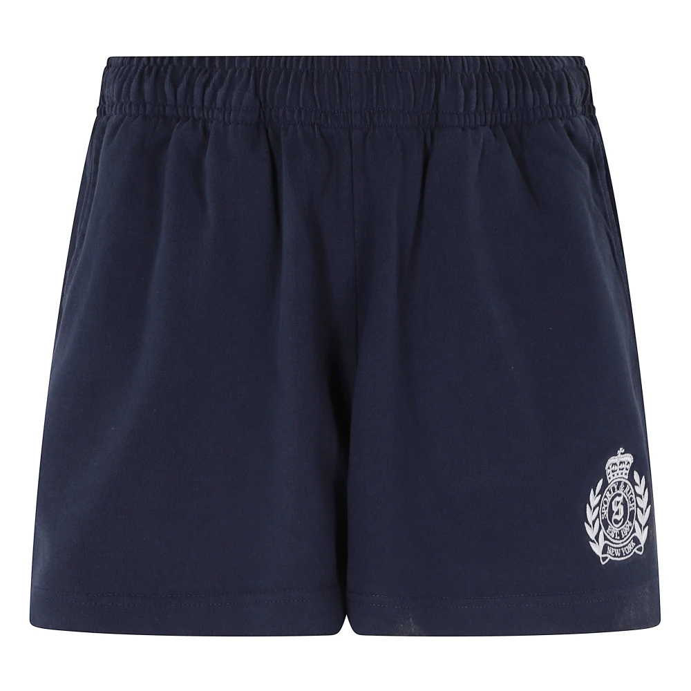 Sporty & Rich Women's Blue Short Shorts, L, Ny Crest Embroidered Disco Short