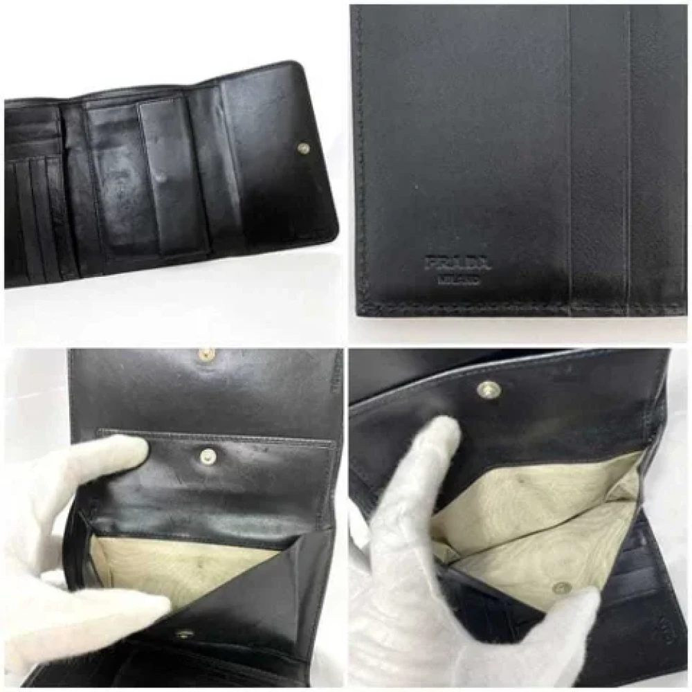 Prada Vintage Pre-owned Leather wallets Beige Dames