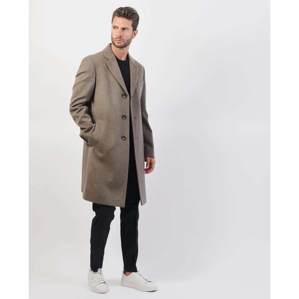 Boss Beige Formele Wol-Kasjmier Jas Beige Heren