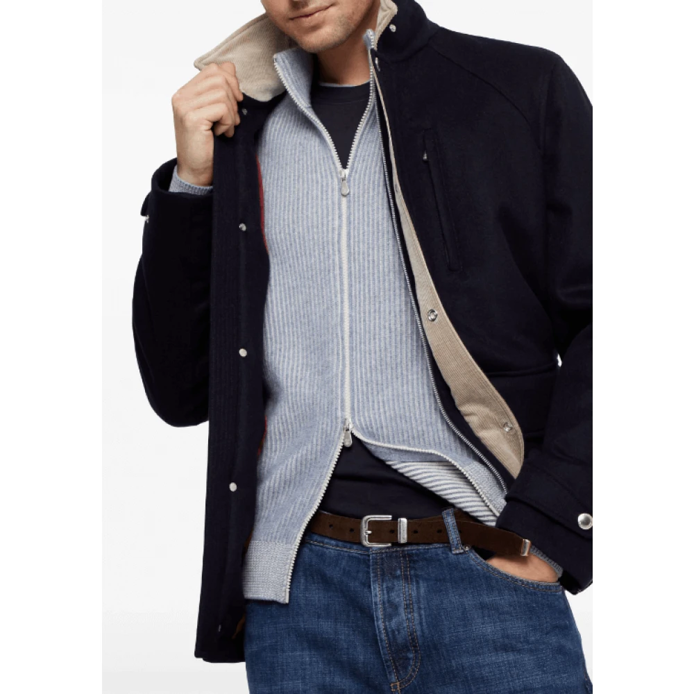 BRUNELLO CUCINELLI Midnight Blue Wool Shirt Jacket Blue Heren