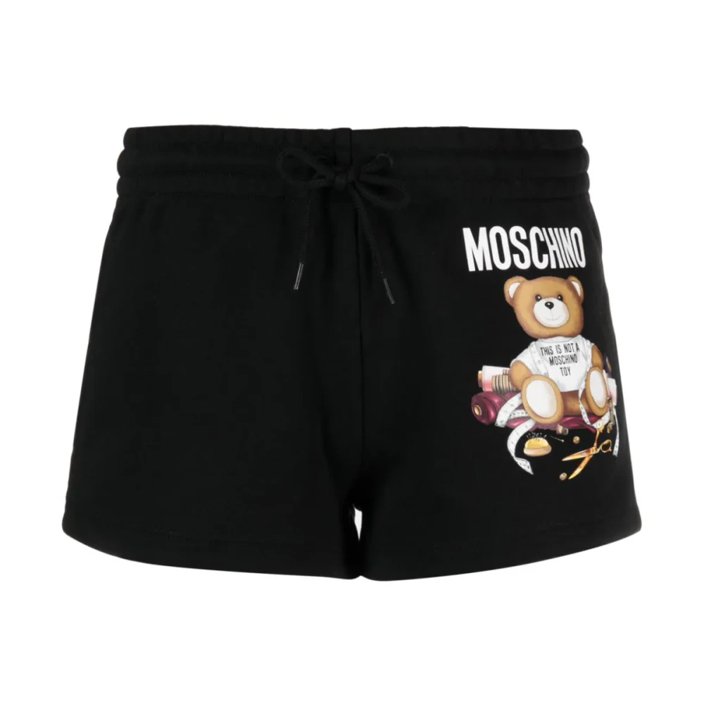 Moschino Zwarte Shorts met Print op de Voorkant Black Dames