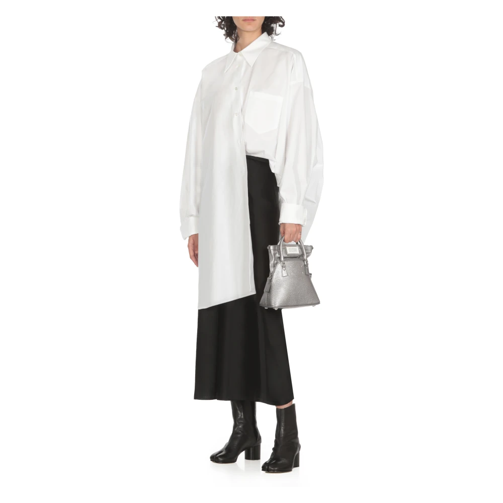 Maison Margiela Zilveren Schoudertas van Pebble Leer Gray Dames
