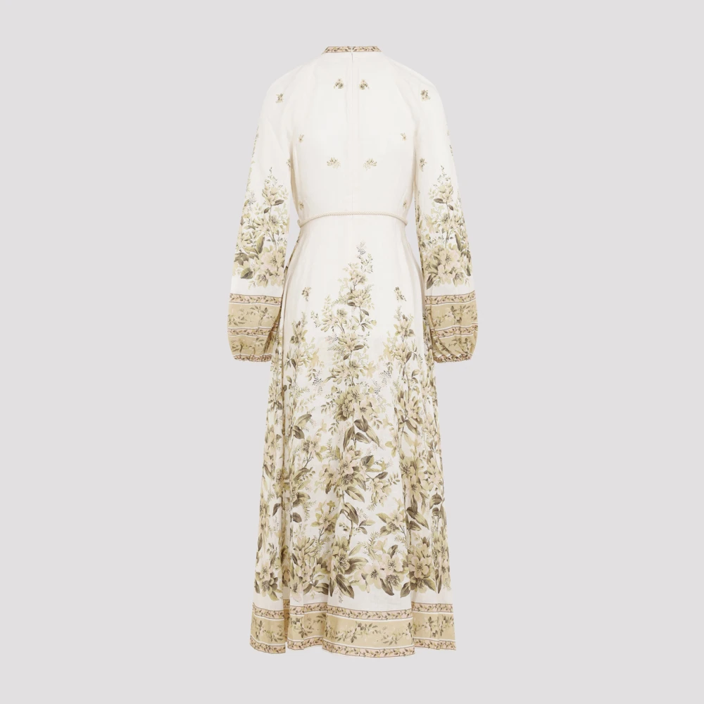Zimmermann Bloemen Midi Jurk met Knopen Beige Dames