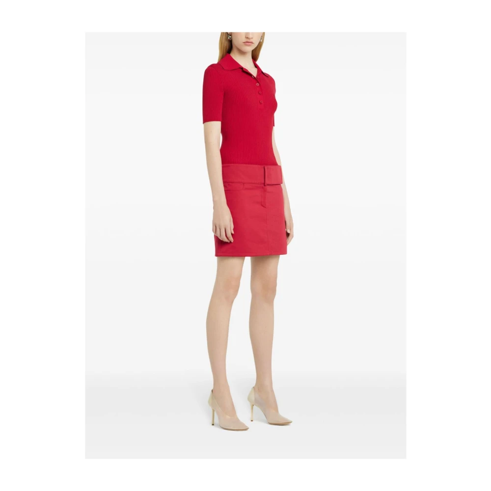 Courrèges Rode T-shirt met Logo Applicatie Red Dames