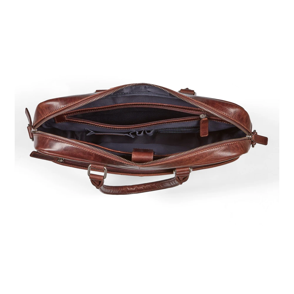 Howard London Bruin leren laptoptas Brown Heren