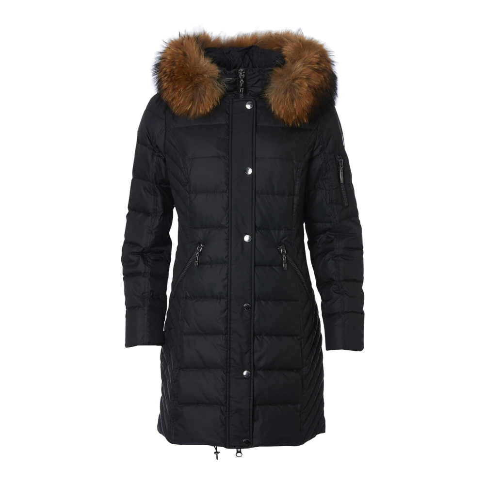 Danwear Luxe Donsjas met Wasbeer Bont Black Dames