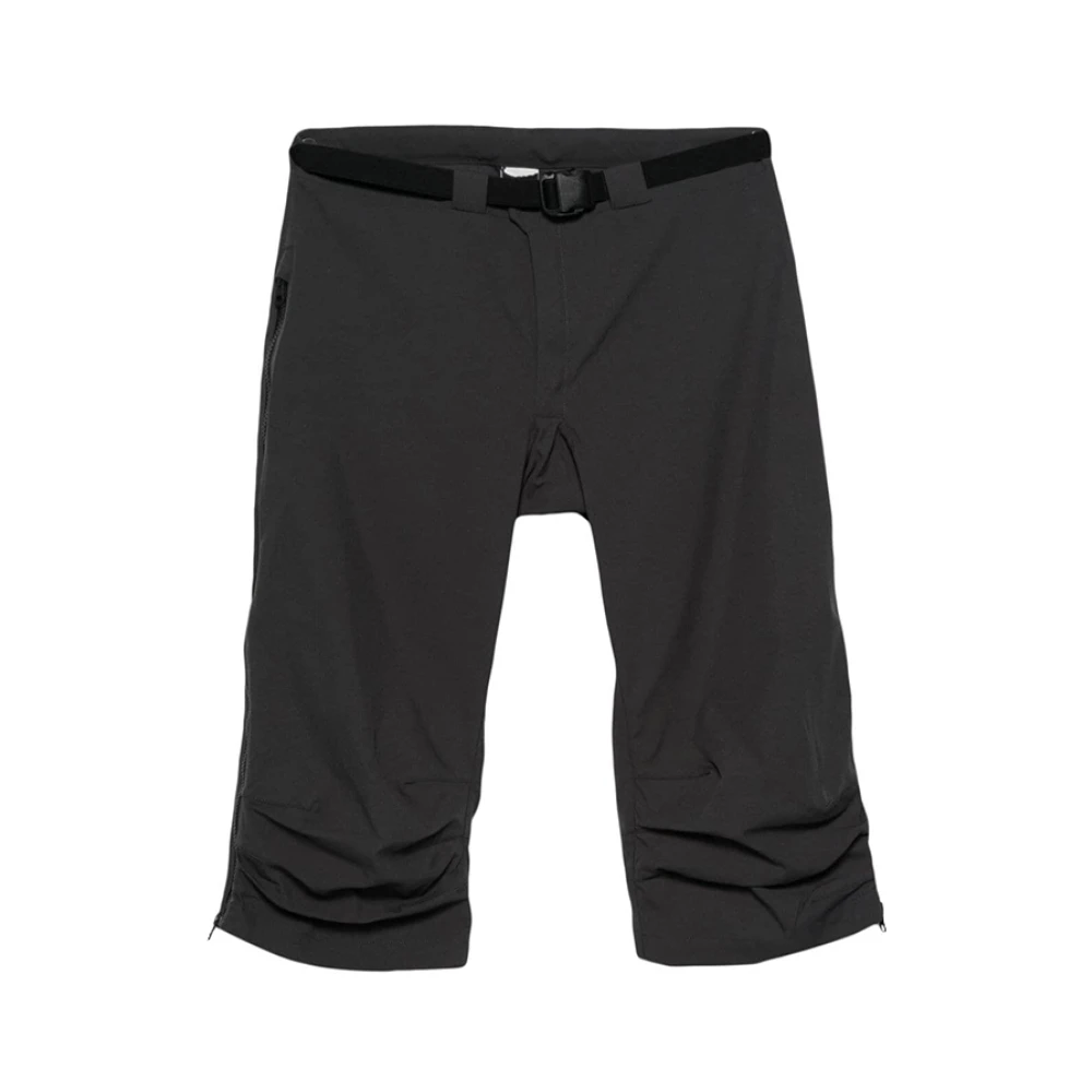 Gr10K Verstelbare lange shorts met gripper detail Gray Heren