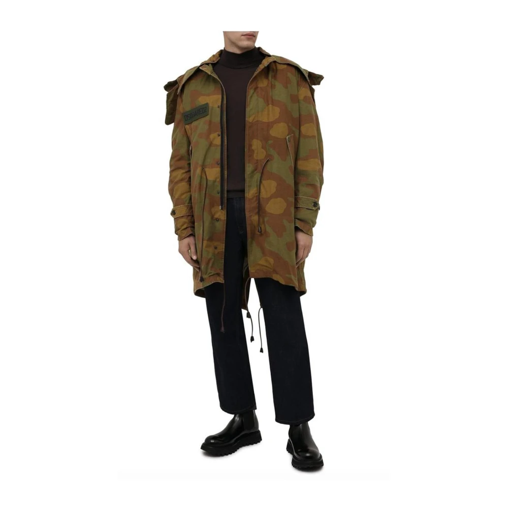 Dsquared2 Camo Hooded Parka Jas Multicolor Heren