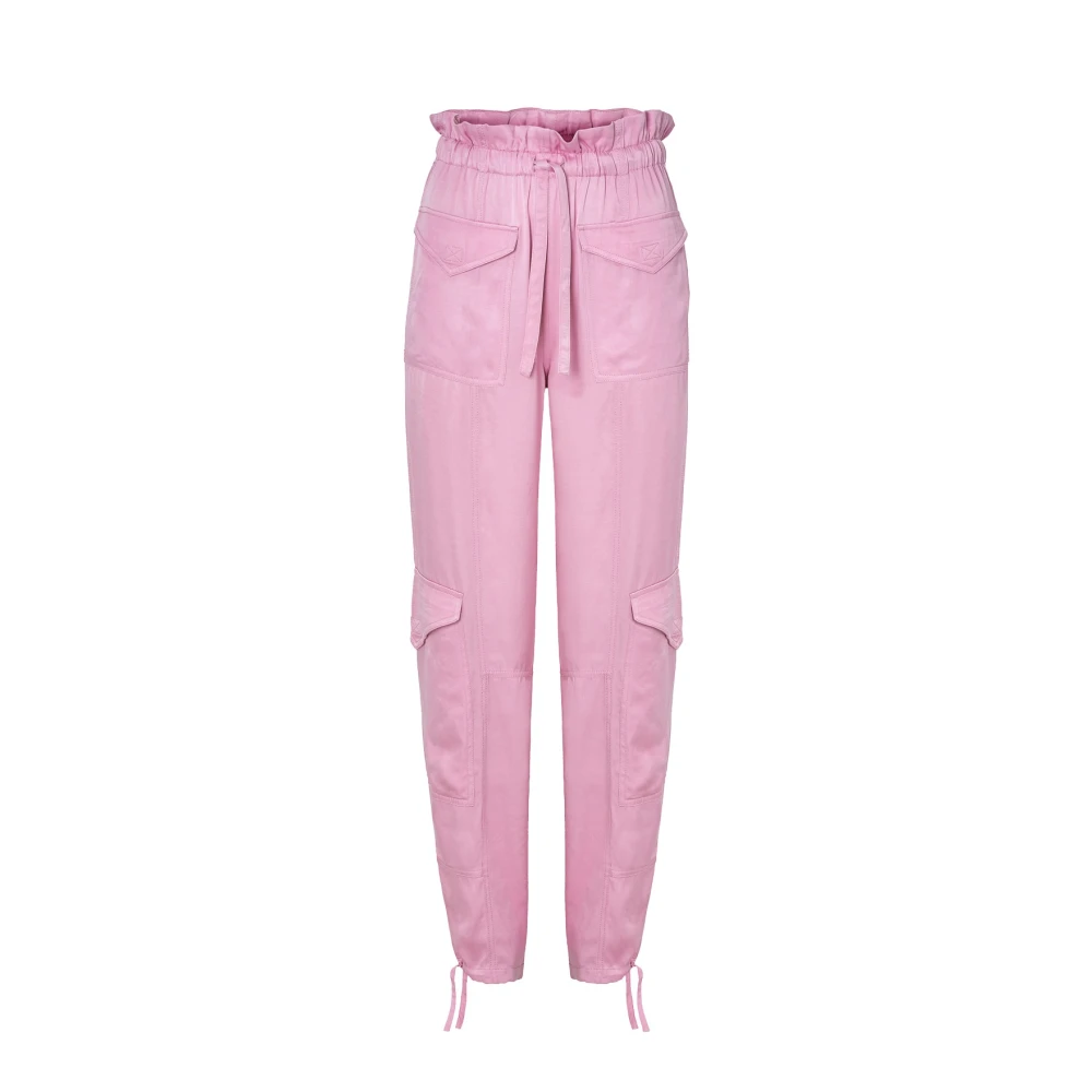 Ganni Rosa Byxor med Sidofickor Pink, Dam