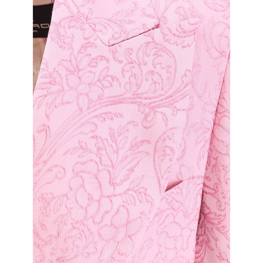 ETRO Geborduurde Zijdeblend Jacquard Blazer Pink Dames