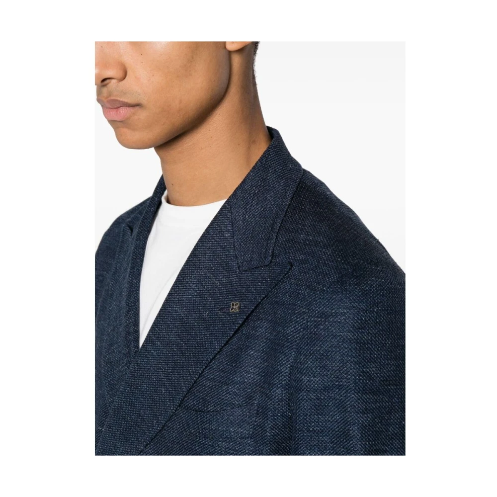 Tagliatore Navy Blauw Dubbel-Breasted Jas Blue Heren