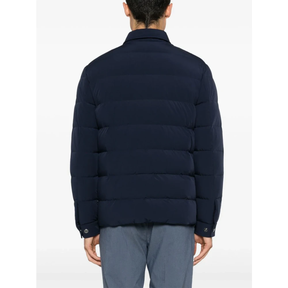 Moorer Navy Gewatteerde Jas met Afneembare Capuchon Blue Heren