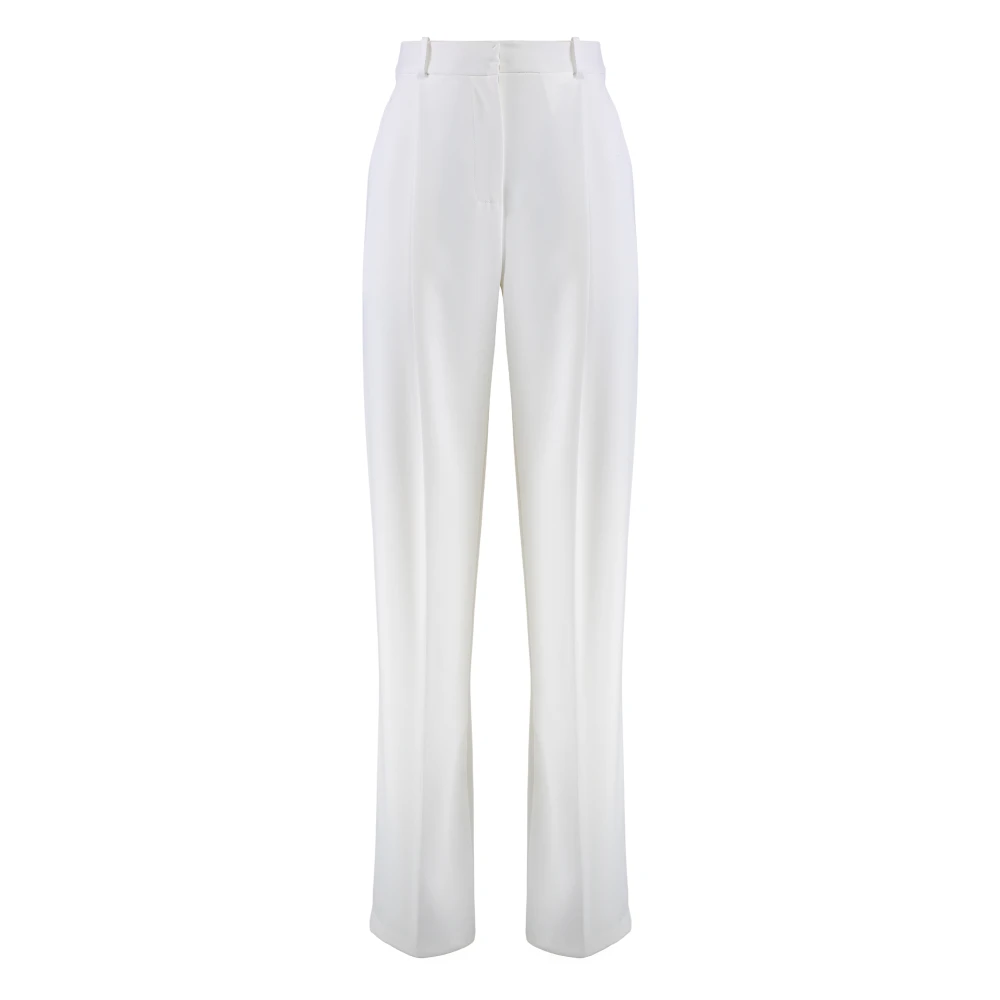 Elisabetta Franchi Satin Straight-leg Broek met Zakken White Dames