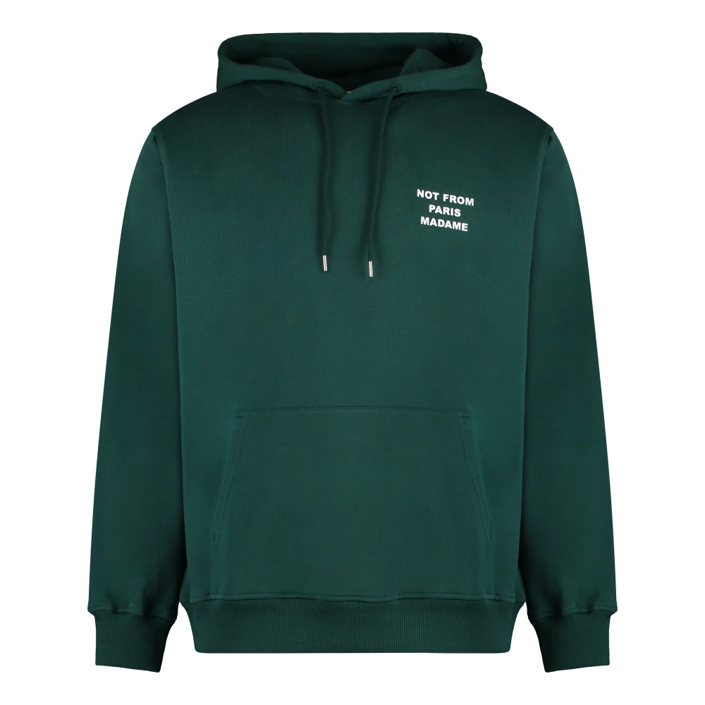 Drole de Monsieur Groene Logo Hoodie Katoen Bedrukt Green Heren