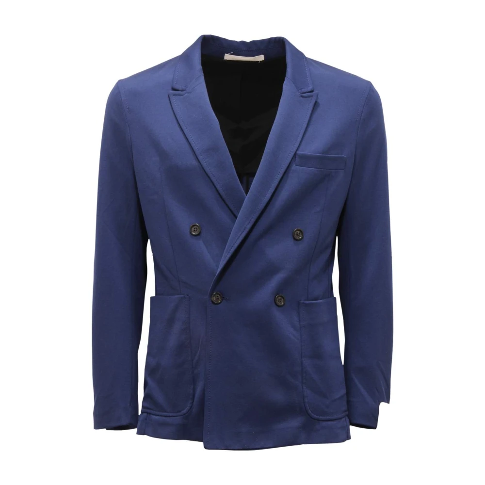 Paolo Pecora Men's Blue Double-Breasted Jersey Jacket In