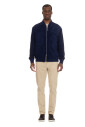 bomber-bleu-avec-bords-en-tricot