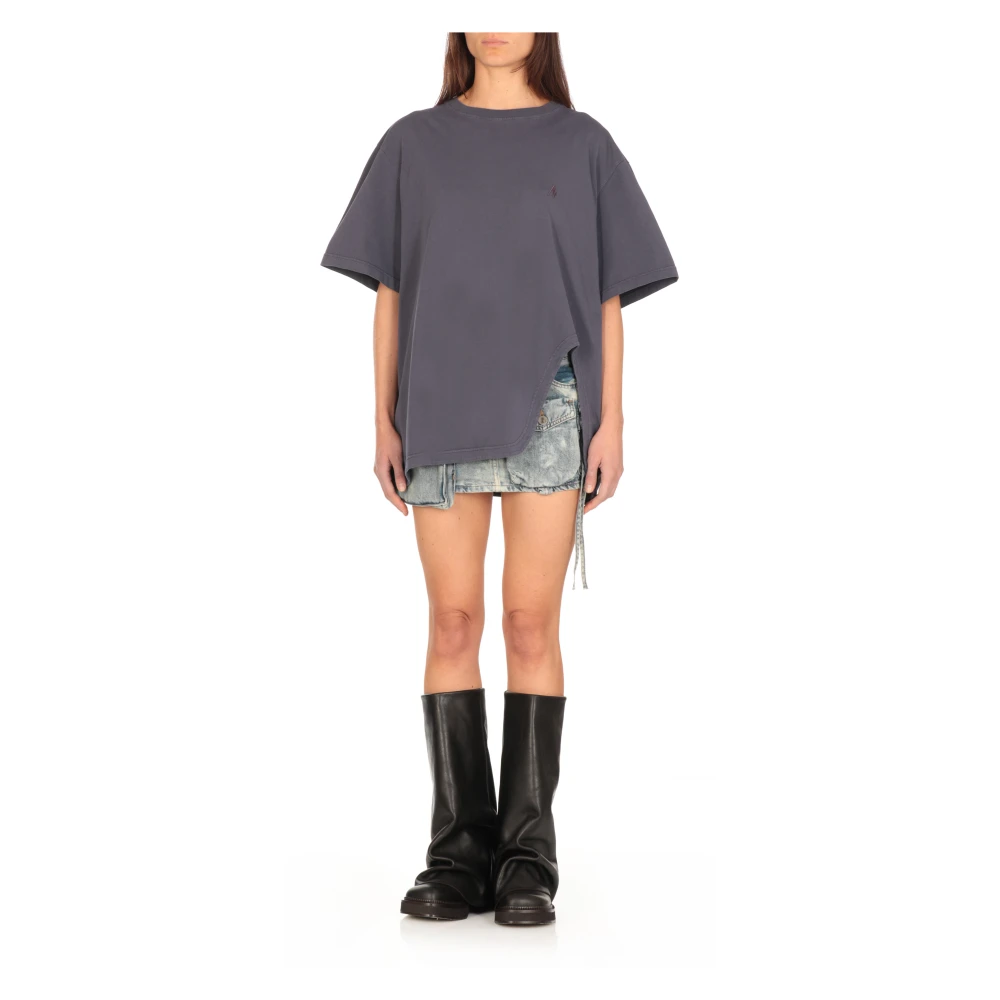 The Attico Paarse Katoenen T-shirt met Geborduurd Logo Purple Dames