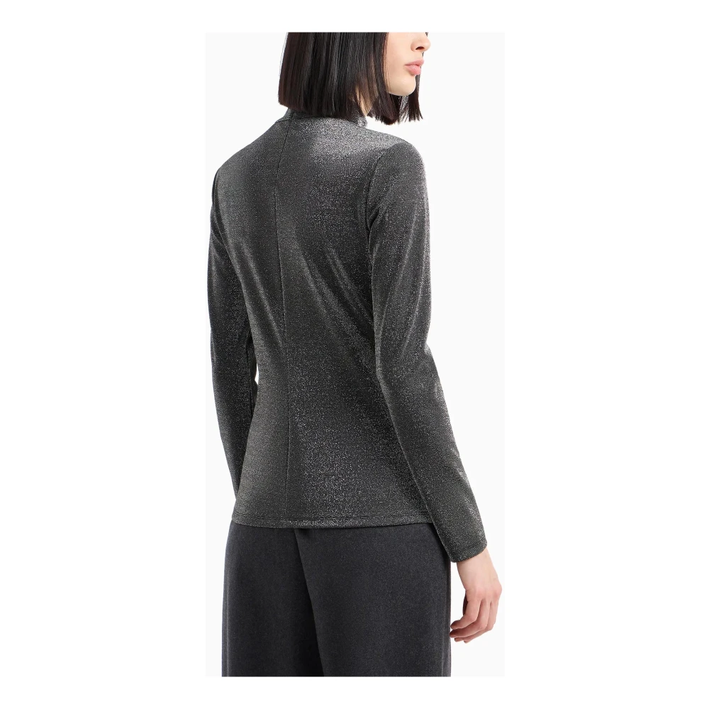 Armani Exchange Lurex Hoge Hals Lange Mouw Trui Gray Dames