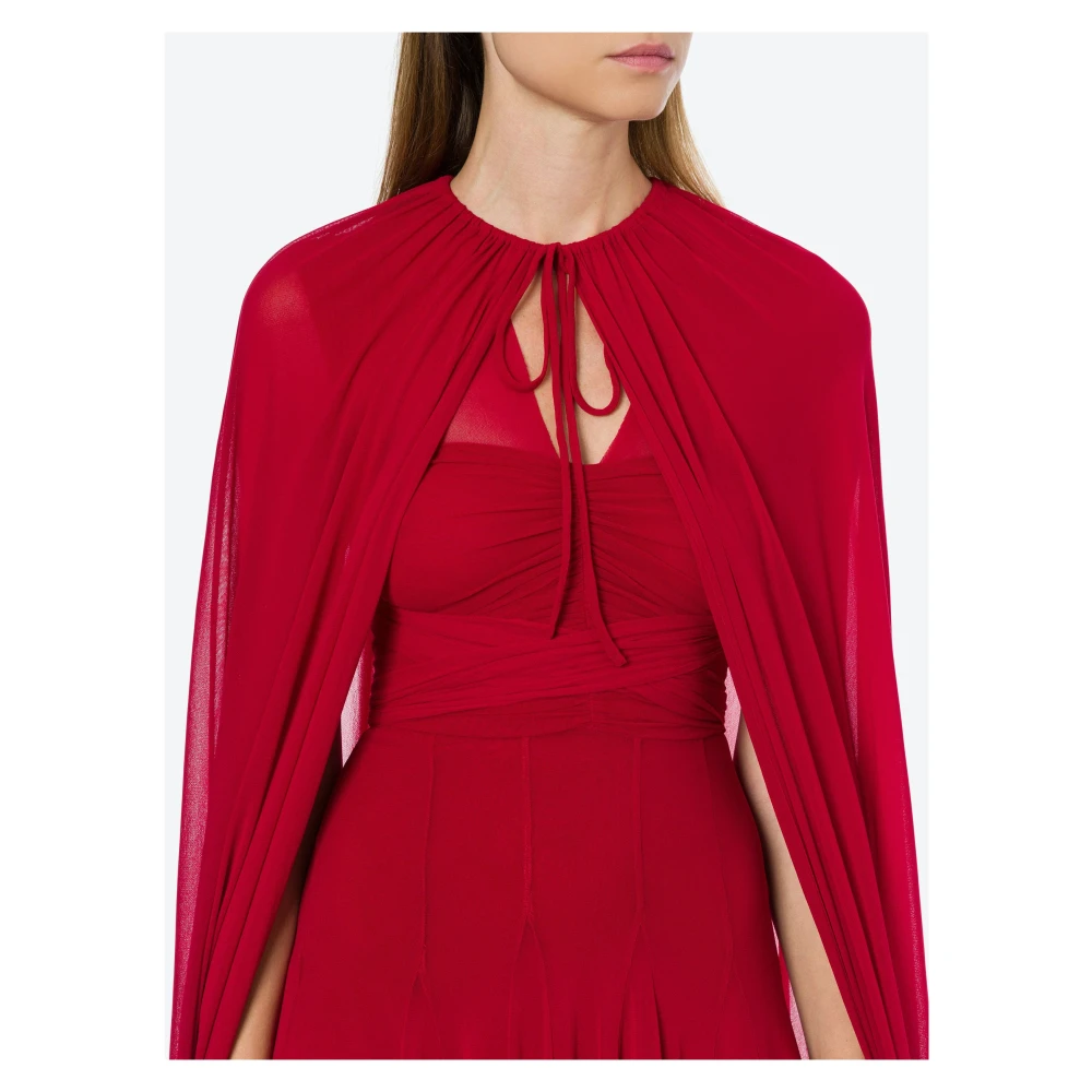 Philosophy di Lorenzo Serafini Stretch Tule Jurk met Cape Red Dames