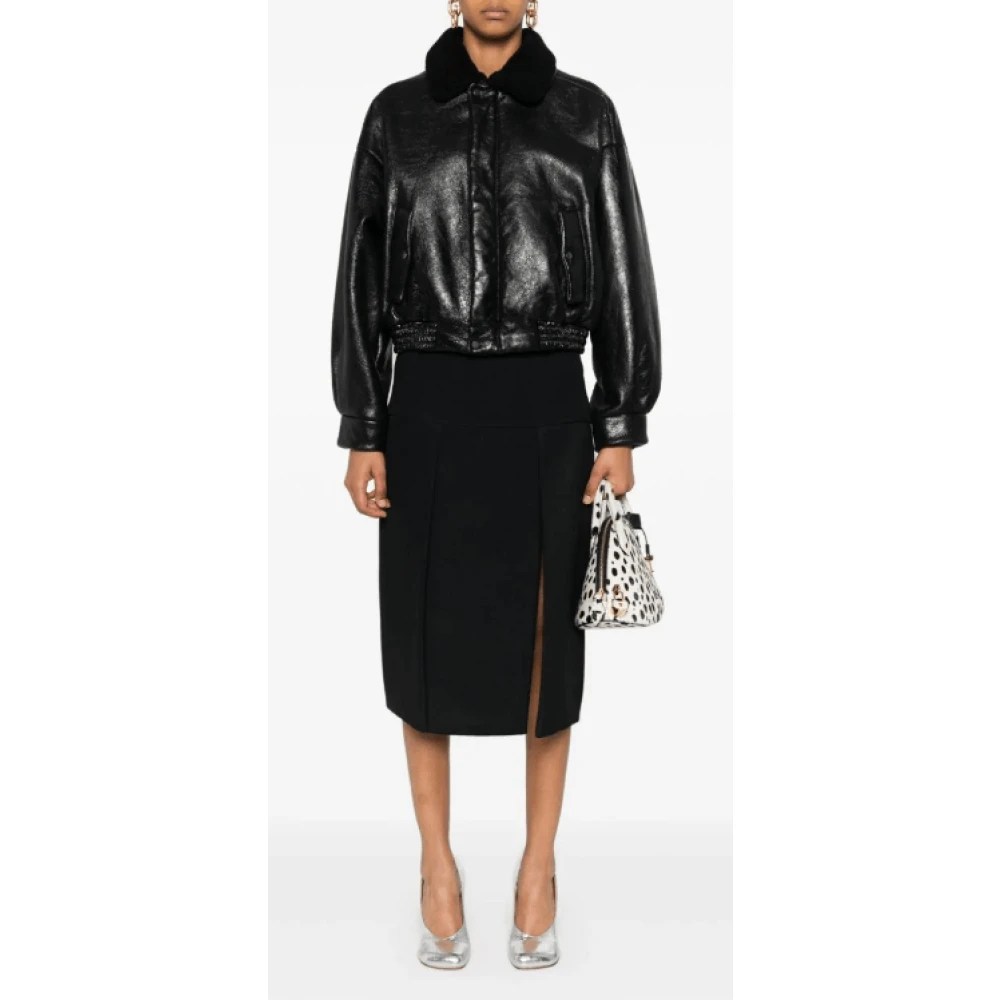 Khaite Zwarte Midi Rok met Splitten Black Dames