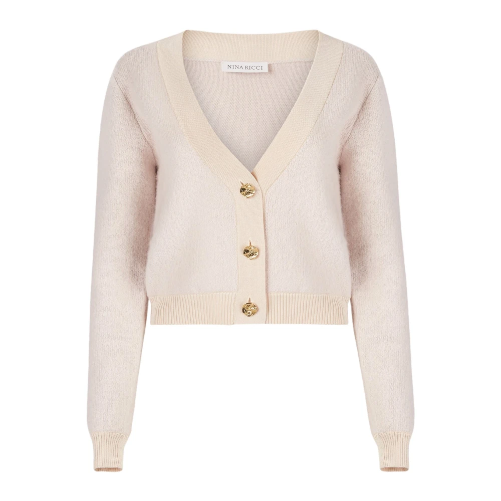 Nina Ricci Beige Mohair V-Neck Cardigan Beige, Dam