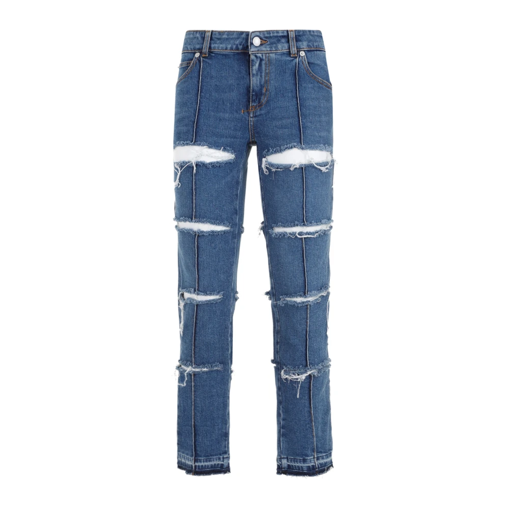 Alexander mcqueen Versleten Slim-fit Denim Jeans Blue Dames
