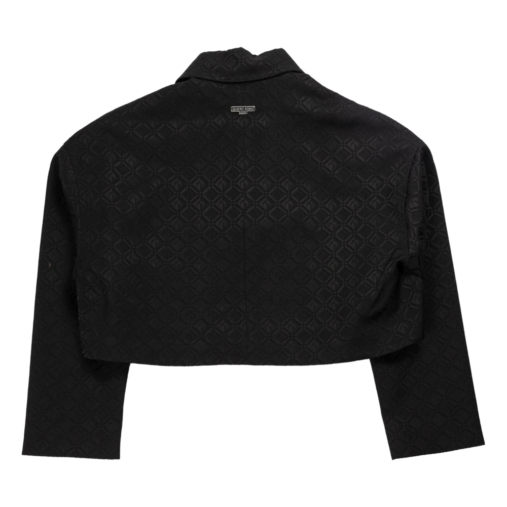 Marine Serre Diamant Jacquard Zwart Getailleerde Vareuse Black Dames